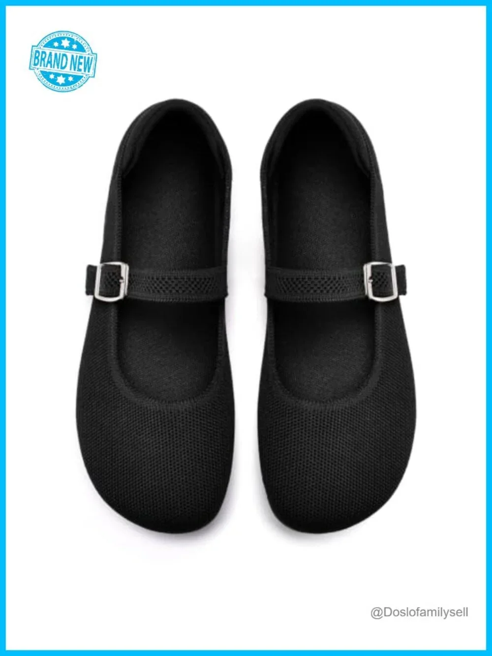 Barefoot Wide Toe Box Zero Drop Knit Mary Jane Flats Adjustable Strap
